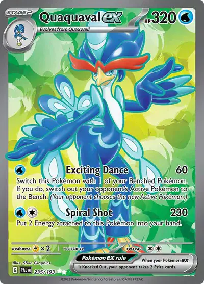 Quaquaval ex 235/193 - Holofoil - Near Mint – Paldea Evolved – Single Pokémon Card 1 Quaquaval ex 235/193 - Holofoil - Near Mint – Paldea Evolved – Single Pokémon Card
