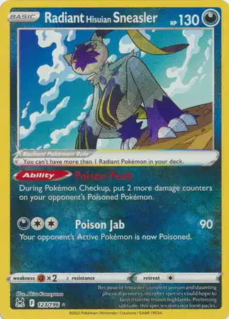 Radiant Hisuian Sneasler 123/196 - Holofoil - Near Mint – Lost Origin – Single Pokémon Card 1 Radiant Hisuian Sneasler 123/196 - Holofoil - Near Mint – Lost Origin – Single Pokémon Card