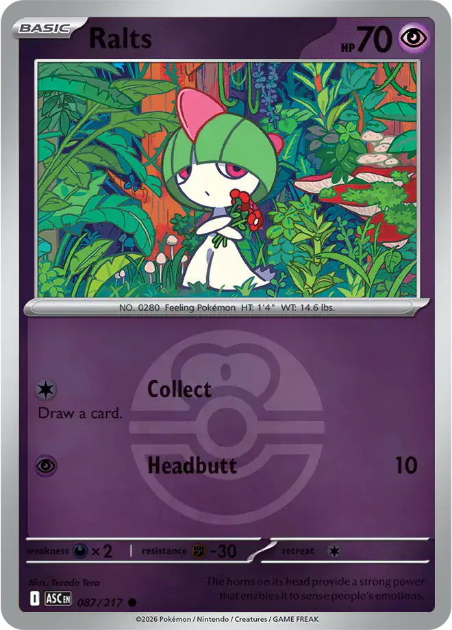 Ralts (Love Ball) 087/217 - Reverse Holo - Near Mint – Ascended Heroes – Single Pokémon Card 1 Ralts (Love Ball) 087/217 - Reverse Holo - Near Mint – Ascended Heroes – Single Pokémon Card