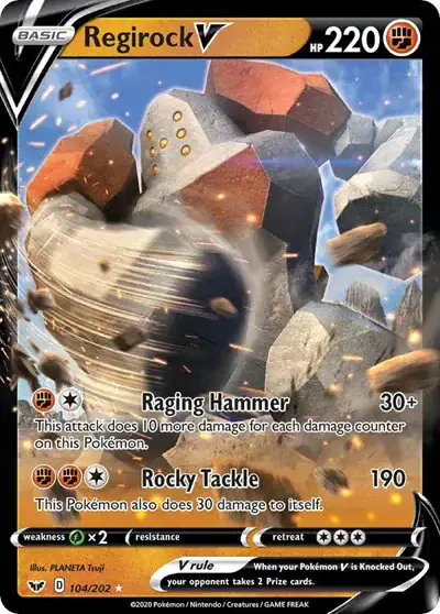 Regirock V 104/202 - Holofoil - Near Mint – Sword & Shield Base Set – Single Pokémon Card 1 Regirock V 104/202 - Holofoil - Near Mint – Sword & Shield Base Set – Single Pokémon Card