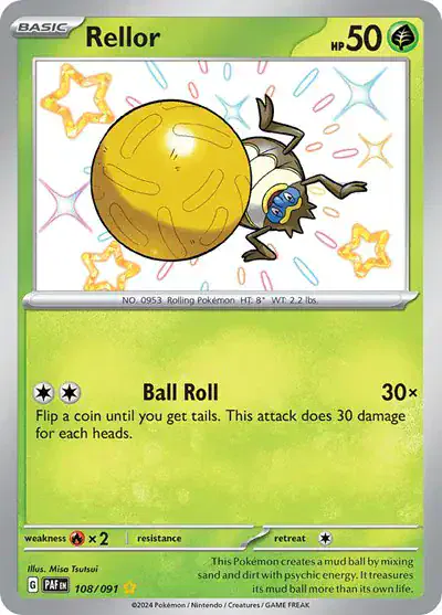 Rellor 108/091 - Holofoil - Near Mint – Paldean Fates – Single Pokémon Card 1 Rellor 108/091 - Holofoil - Near Mint – Paldean Fates – Single Pokémon Card