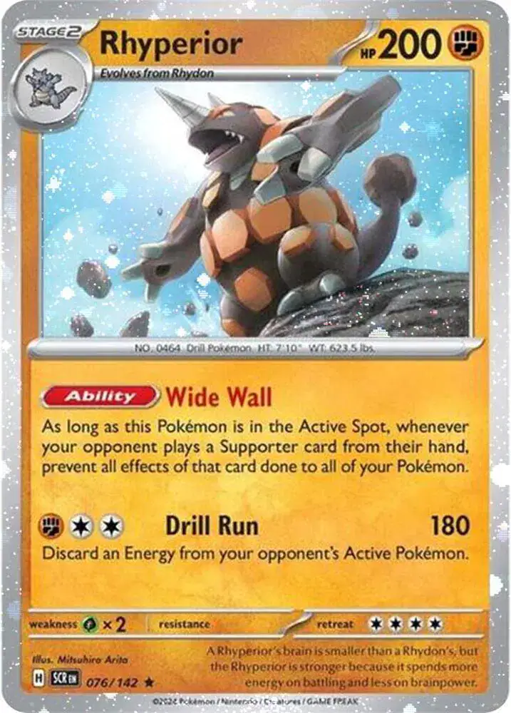 Rhyperior - 76/142 (Cosmos Holo) 076/142 - Holofoil - Near Mint – Stellar Crown – Single Pokémon Card 1 Rhyperior - 76/142 (Cosmos Holo) 076/142 - Holofoil - Near Mint – Stellar Crown – Single Pokémon Card
