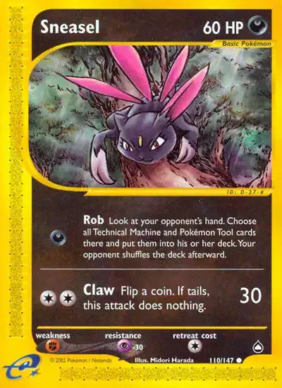 Sneasel 110/186 - Normal - Lightly Played – Aquapolis – Single Pokémon Card 1 Sneasel 110/186 - Normal - Lightly Played – Aquapolis – Single Pokémon Card