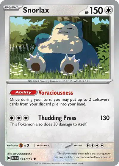 Snorlax 143/165 - Reverse Holo - Near Mint – SV: 151 (EN) – Single Pokémon Card 1 Snorlax 143/165 - Reverse Holo - Near Mint – SV: 151 (EN) – Single Pokémon Card