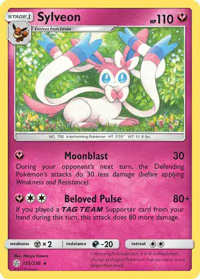 Sylveon 155/236 - Reverse Holo - Near Mint – Cosmic Eclipse – Single Pokémon Card 1 Sylveon 155/236 - Reverse Holo - Near Mint – Cosmic Eclipse – Single Pokémon Card