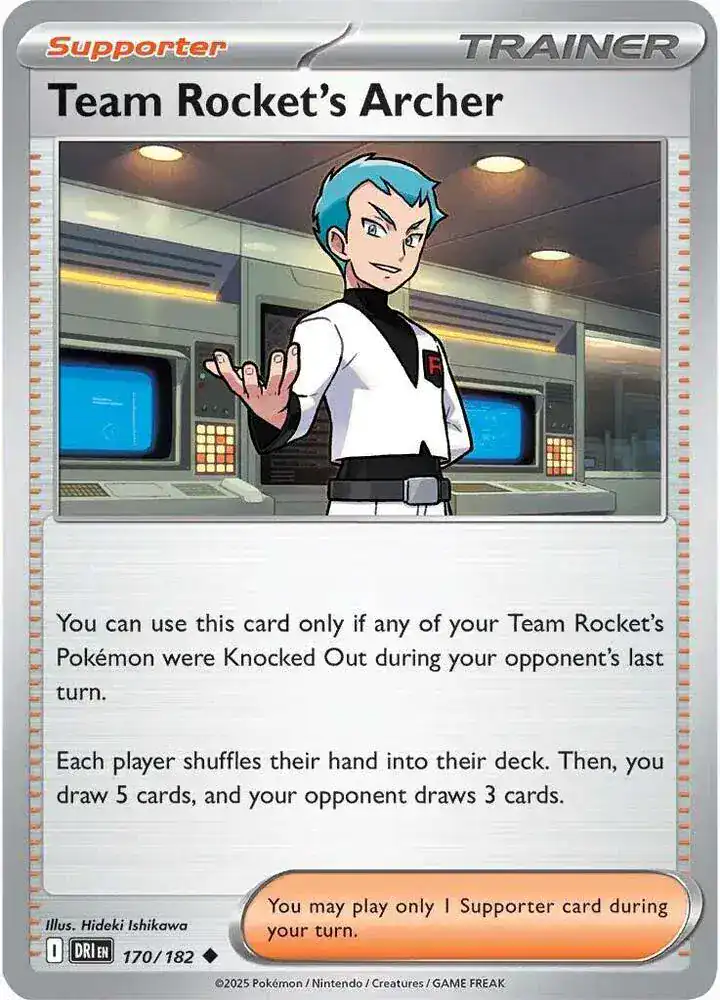 Team Rocket's Archer 170/182 - Reverse Holo - Near Mint – Destined Rivals – Single Pokémon Card 1 Team Rocket's Archer 170/182 - Reverse Holo - Near Mint – Destined Rivals – Single Pokémon Card