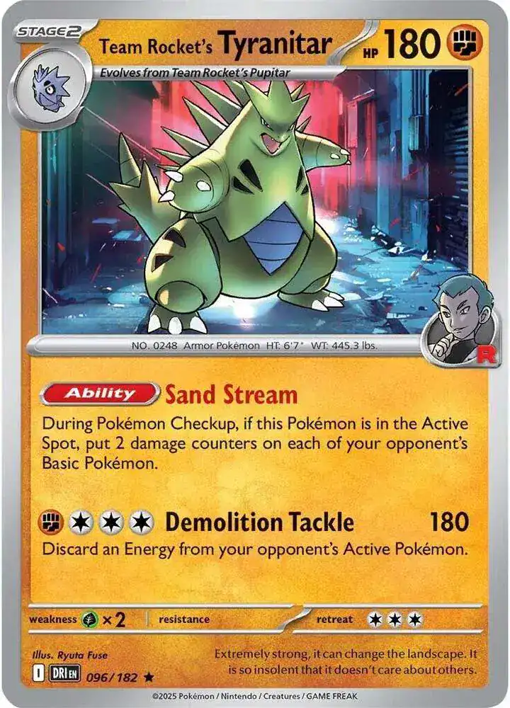 Team Rocket's Tyranitar 096/182 - Holofoil - Near Mint – Destined Rivals – Single Pokémon Card 1 Team Rocket's Tyranitar 096/182 - Holofoil - Near Mint – Destined Rivals – Single Pokémon Card