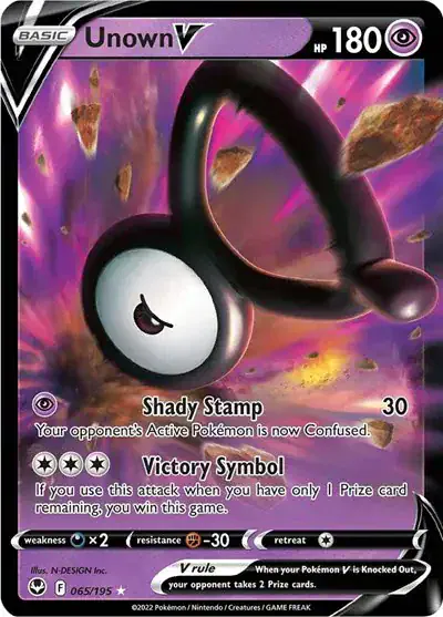 Unown V 065/195 - Holofoil - Near Mint – Silver Tempest – Single Pokémon Card 1 Unown V 065/195 - Holofoil - Near Mint – Silver Tempest – Single Pokémon Card