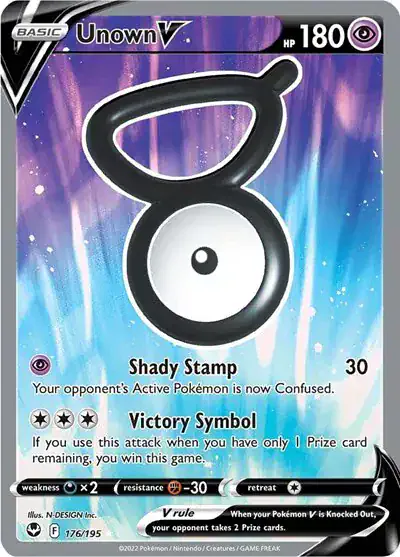Unown V 176/195 - Holofoil - Near Mint – Silver Tempest – Single Pokémon Card 1 Unown V 176/195 - Holofoil - Near Mint – Silver Tempest – Single Pokémon Card