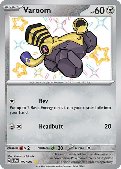 Varoom 192/091 - Secret Rare - Near Mint – Paldean Fates – Single Pokémon Card 1 Varoom 192/091 - Secret Rare - Near Mint – Paldean Fates – Single Pokémon Card