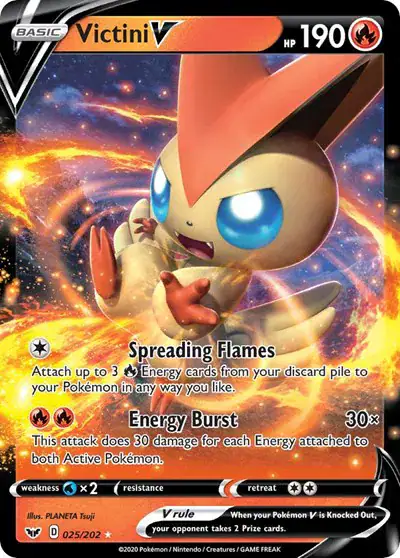 Victini V 025/202 - Ultra Rare - Near Mint – Sword & Shield Base Set – Single Pokémon Card 1 Victini V 025/202 - Ultra Rare - Near Mint – Sword & Shield Base Set – Single Pokémon Card