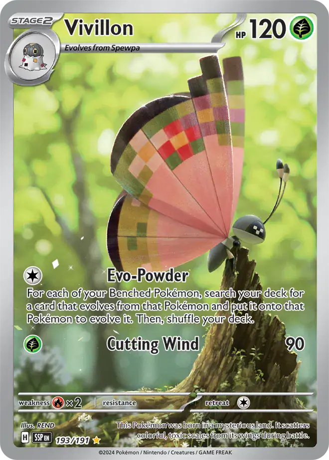 Vivillon 193/191 - Illustration Rare - Near Mint – Surging Sparks – Single Pokémon Card 1 Vivillon 193/191 - Illustration Rare - Near Mint – Surging Sparks – Single Pokémon Card
