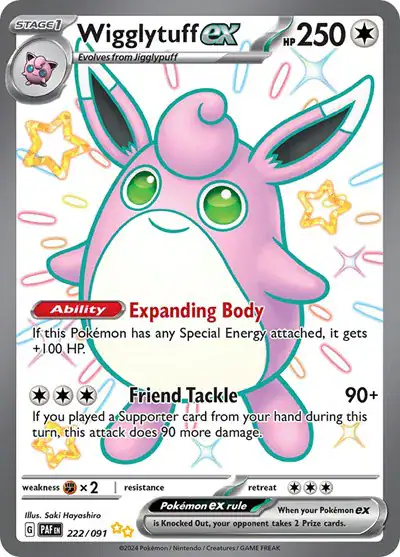 Wigglytuff ex 222/091 - Secret Rare - Near Mint – Paldean Fates – Single Pokémon Card 1 Wigglytuff ex 222/091 - Secret Rare - Near Mint – Paldean Fates – Single Pokémon Card